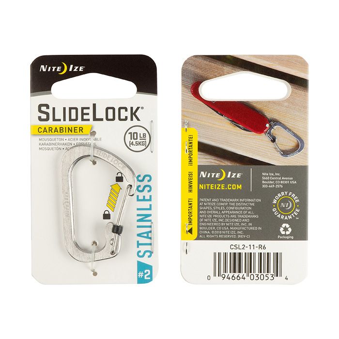 Nite Ize SlideLock Locking Carabiner Set Stainless Steel #2 #3 #4 2-Pack of 3 